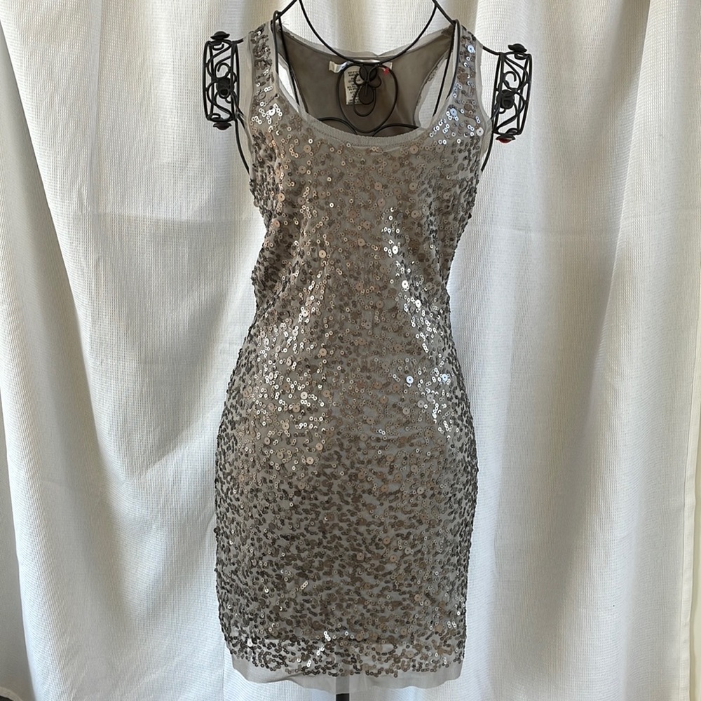 Max Studio Neutral Sequin Dress